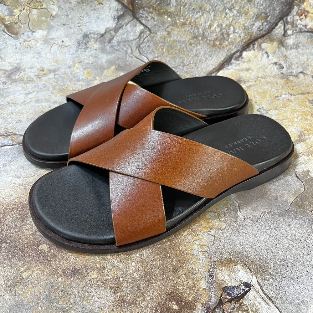 Cole Haan Goldwyn Crisscross Brown Leather Sandals Men's Size 9 NWB